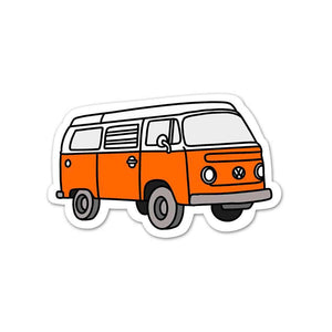 Orange Mini Bus Sticker waterproof vinyl decal for laptop, bike, car & bottle