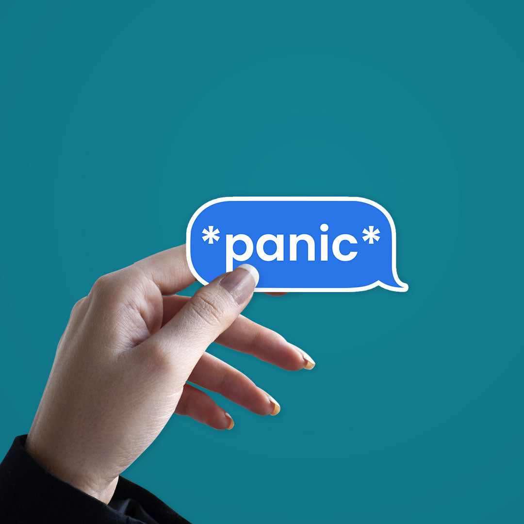 Panic Sticker waterproof vinyl decal for laptop, bike, car & bottle