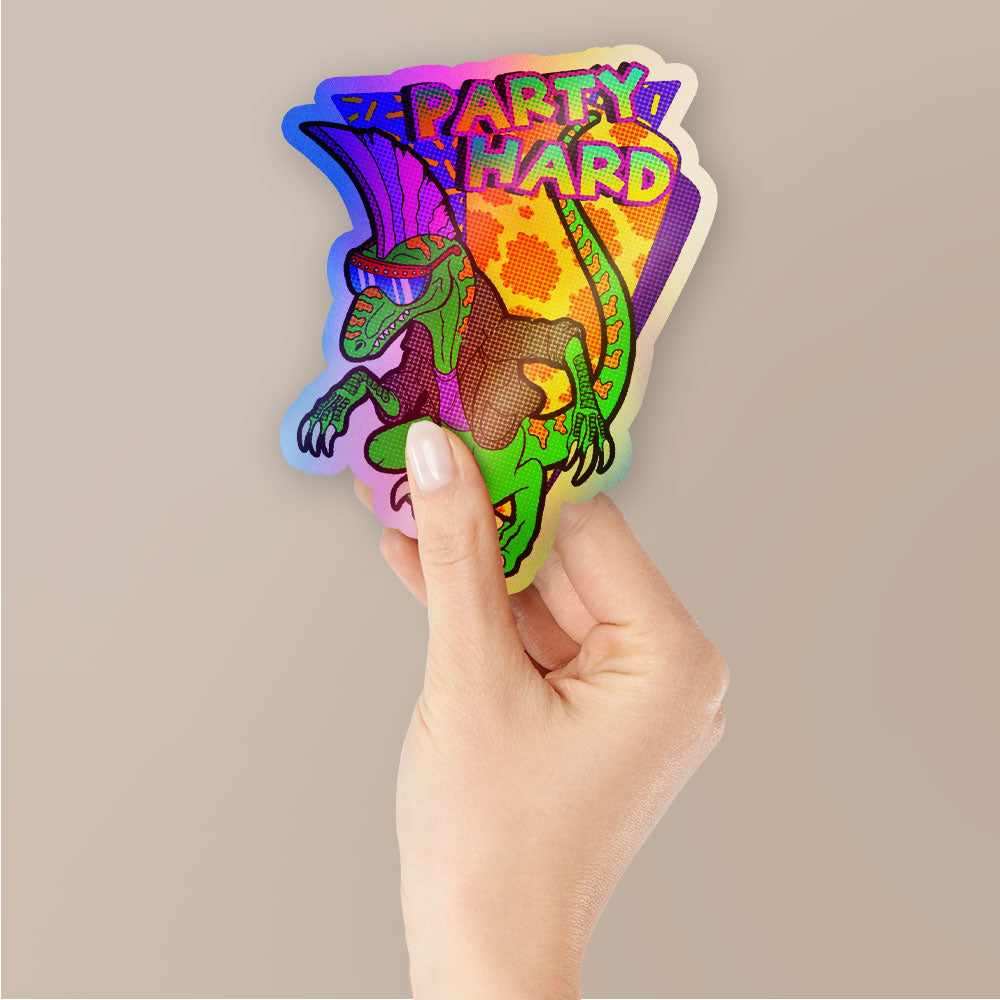 Party hard Holographic Stickers waterproof vinyl decal for laptop, bike, car & bottle