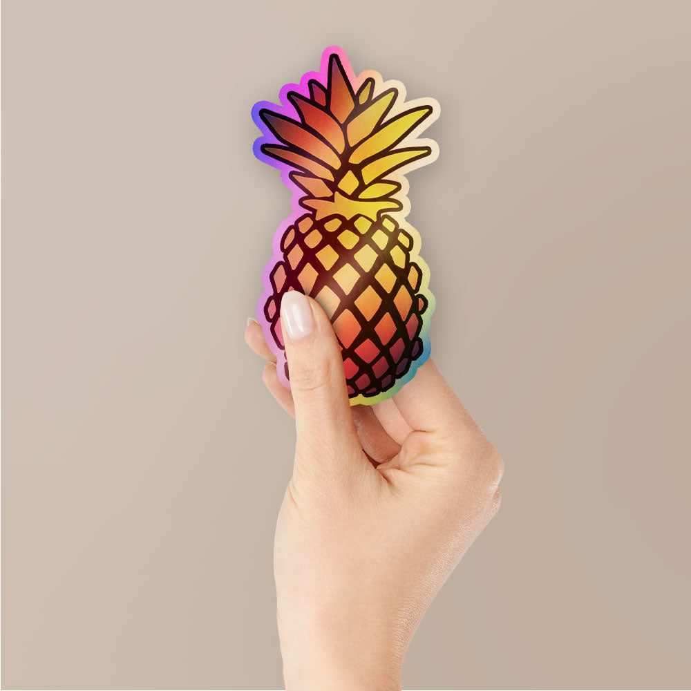 Pineapple Holographic Stickers waterproof vinyl decal for laptop, bike, car & bottle