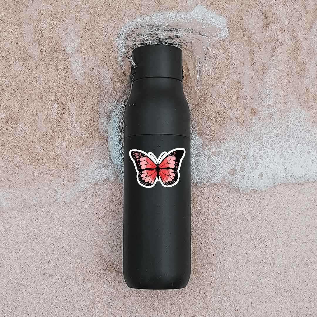 Pink Butterfly sticker waterproof vinyl decal for laptop, bike, car & bottle