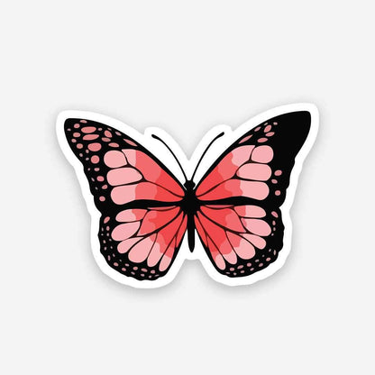 Pink Butterfly sticker waterproof vinyl decal for laptop, bike, car & bottle