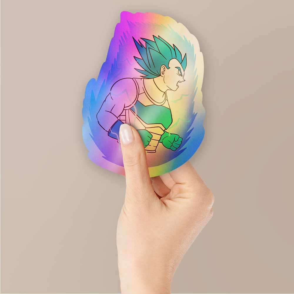 Prince saiyan Holographic Stickers waterproof vinyl decal for laptop, bike, car & bottle