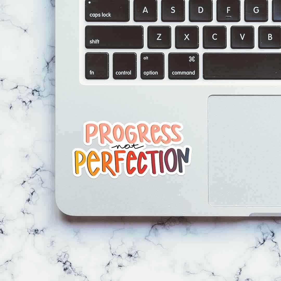 Progress Perfection sticker waterproof vinyl decal for laptop, bike, car & bottle