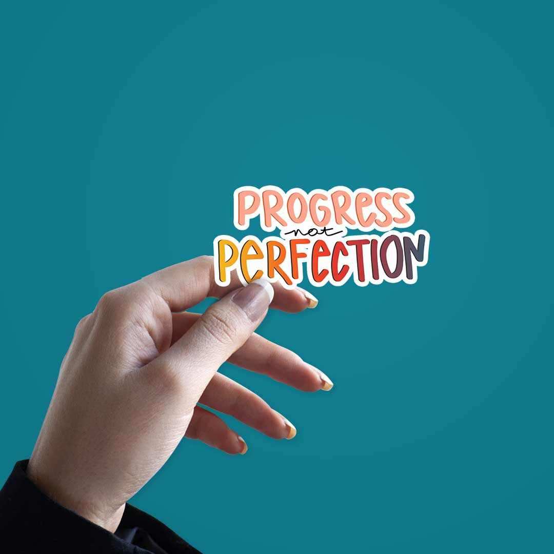 Progress Perfection sticker waterproof vinyl decal for laptop, bike, car & bottle