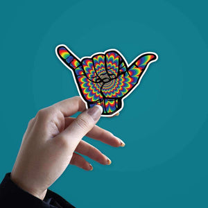 Psychedelic Hand Sign Sticker waterproof vinyl decal for laptop, bike, car & bottle