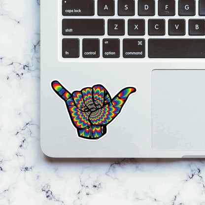 Psychedelic Hand Sign Sticker waterproof vinyl decal for laptop, bike, car & bottle