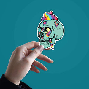 Rainbow Skull Sticker waterproof vinyl decal for laptop, bike, car & bottle