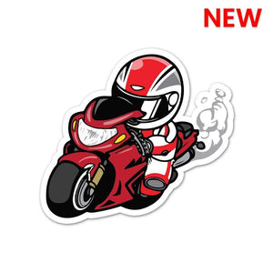 Red Bike Racer Sticker waterproof vinyl decal for laptop, bike, car & bottle
