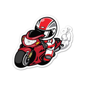 Red Bike Racer Sticker waterproof vinyl decal for laptop, bike, car & bottle