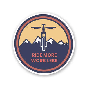 Ride More Work Less Sticker waterproof vinyl decal for laptop, bike, car & bottle