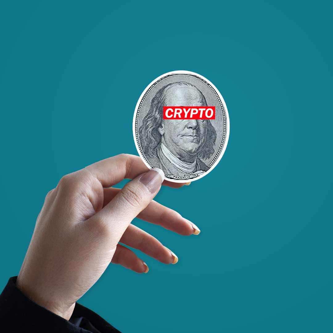 Run Crypto for President sticker waterproof vinyl decal for laptop, bike, car & bottle