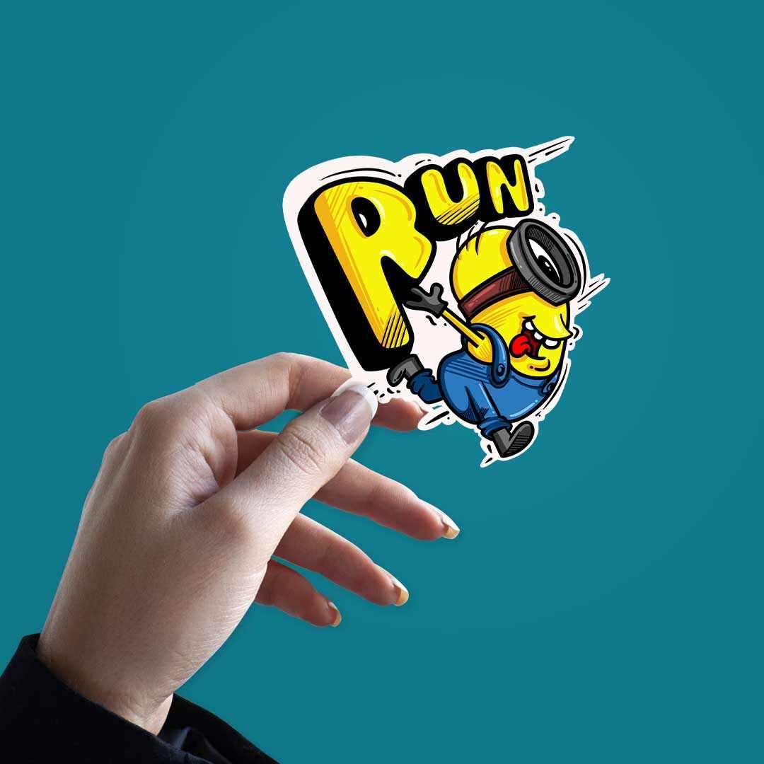 RUN!!! Sticker waterproof vinyl decal for laptop, bike, car & bottle