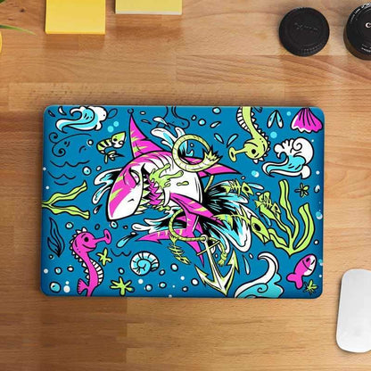 Shark in Water Laptop Skin waterproof vinyl decal for laptop, bike, car & bottle