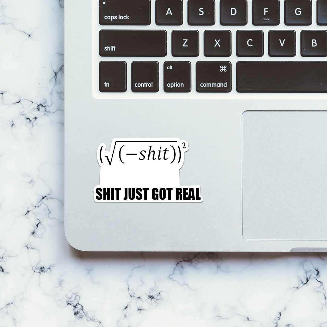 Shit Got Real V2 Sticker waterproof vinyl decal for laptop, bike, car & bottle