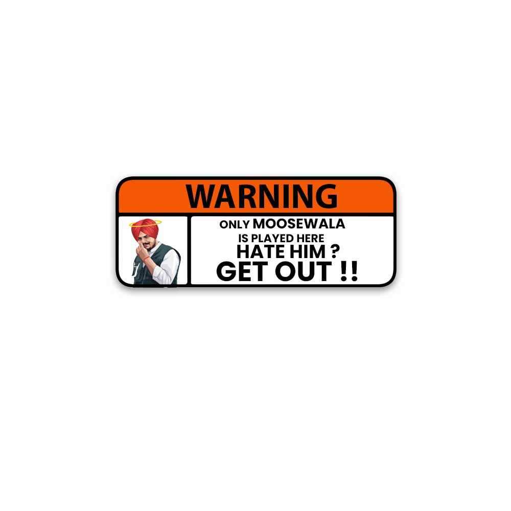 Sidhu Moosewala Warning Bumper Sticker waterproof vinyl decal for laptop, bike, car & bottle