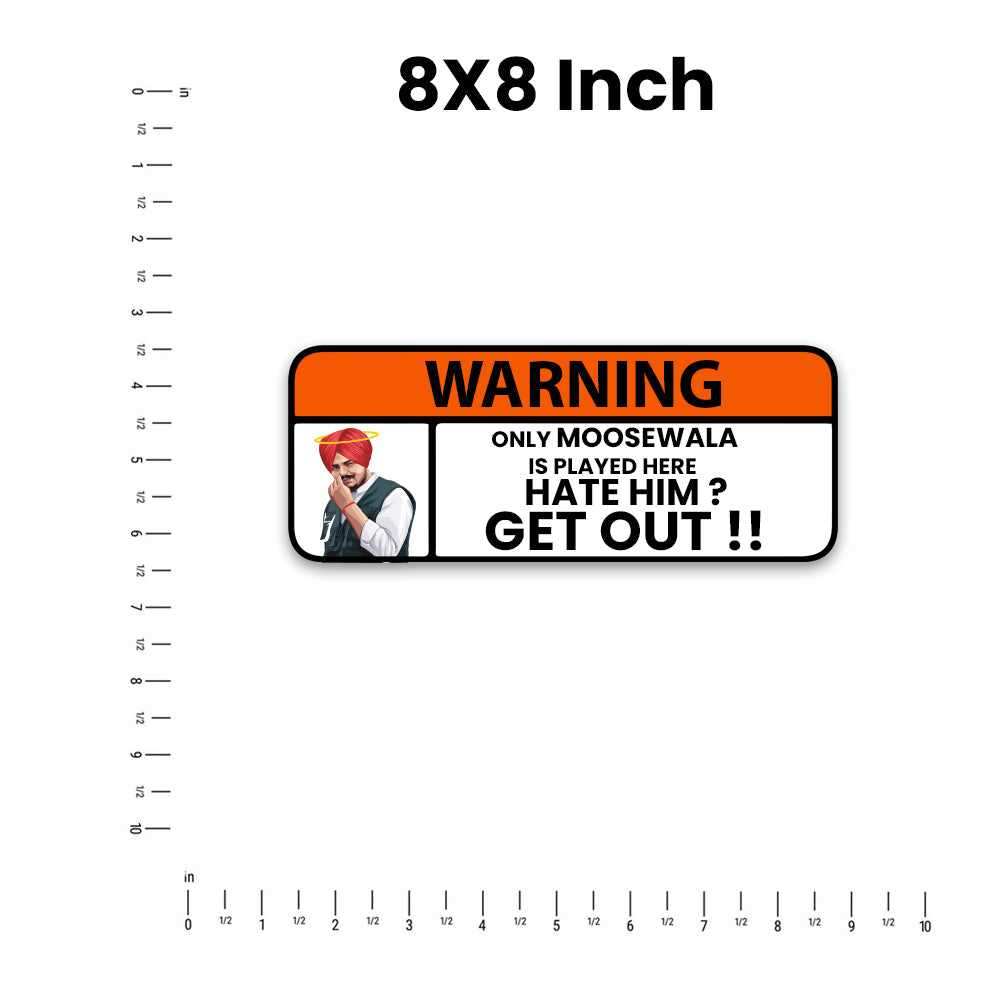 Sidhu Moosewala Warning Bumper Sticker waterproof vinyl decal for laptop, bike, car & bottle