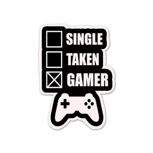 Single Taken Gamer Sticker waterproof vinyl decal for laptop, bike, car & bottle