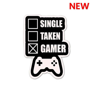 Single Taken Gamer Sticker waterproof vinyl decal for laptop, bike, car & bottle