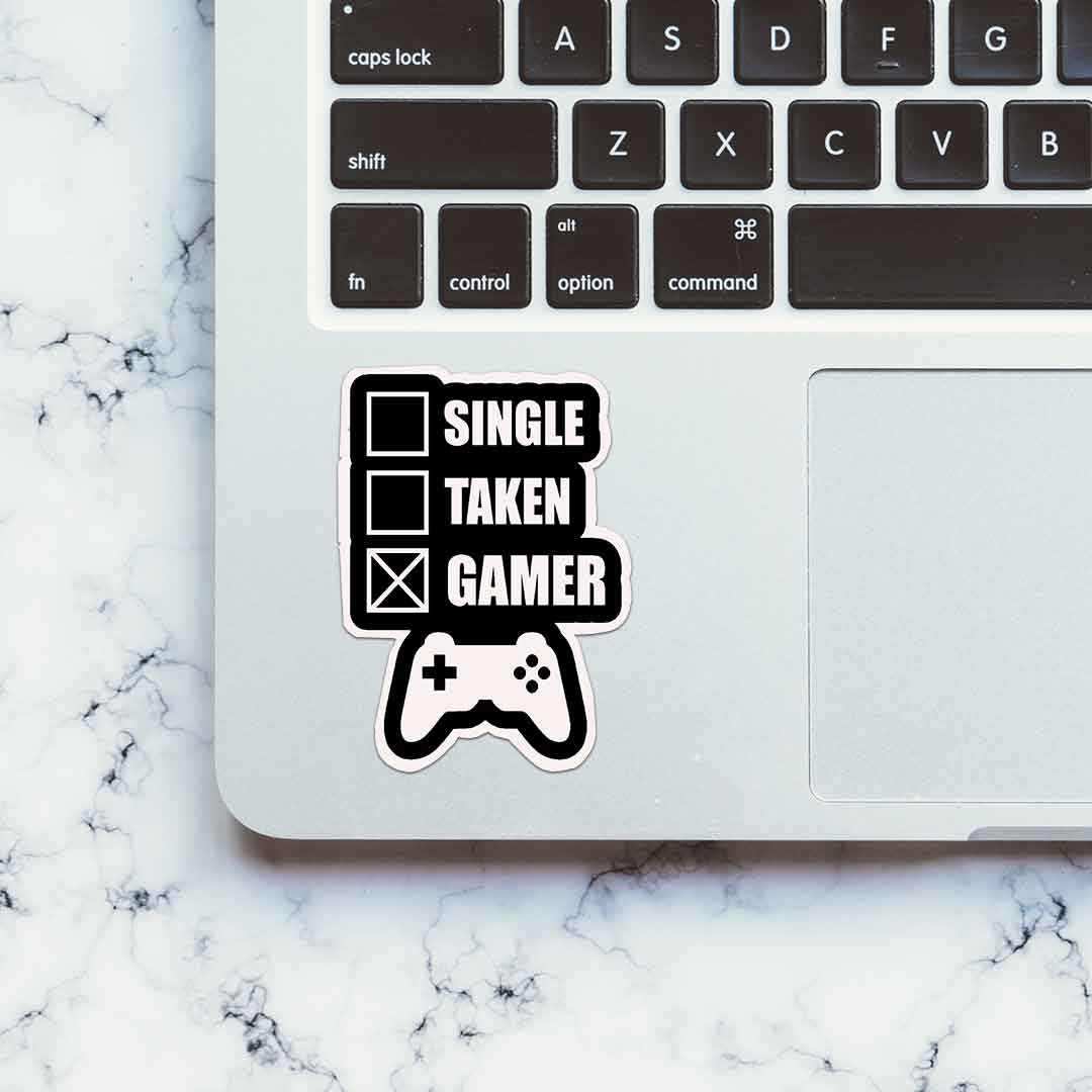 Single Taken Gamer Sticker waterproof vinyl decal for laptop, bike, car & bottle