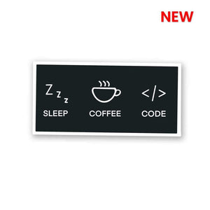 Sleep Coffee Code Sticker waterproof vinyl decal for laptop, bike, car & bottle