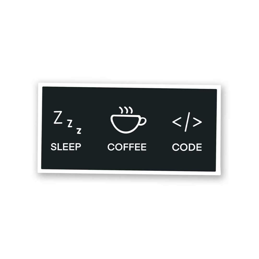 Sleep Coffee Code Sticker waterproof vinyl decal for laptop, bike, car & bottle