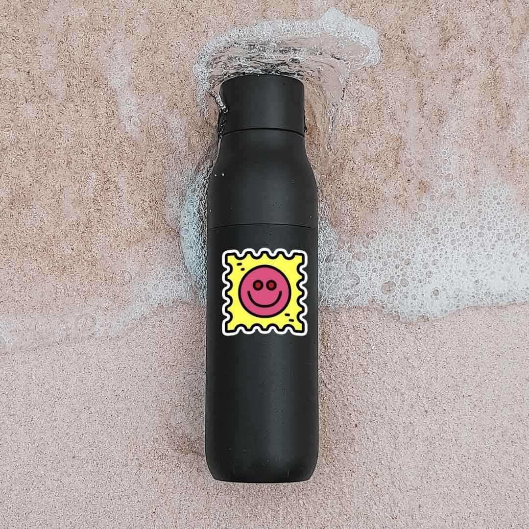 Smiley postcard sticker waterproof vinyl decal for laptop, bike, car & bottle