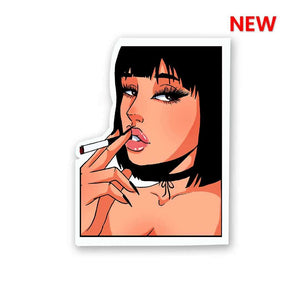 Smoke Girl Sticker waterproof vinyl decal for laptop, bike, car & bottle