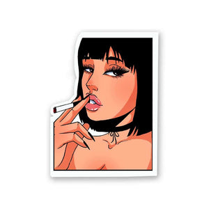 Smoke Girl Sticker waterproof vinyl decal for laptop, bike, car & bottle