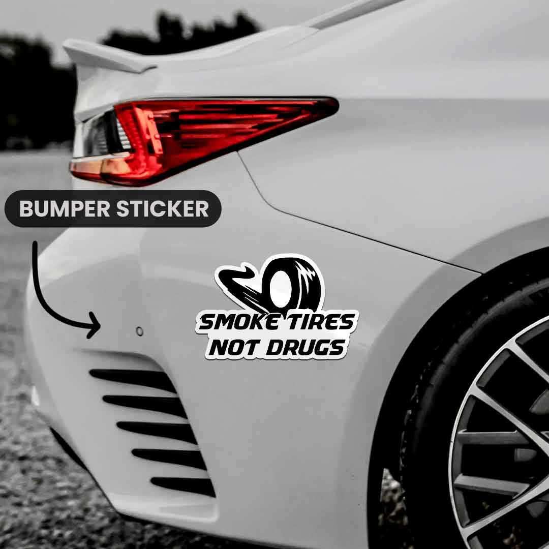 Smoke Tires Bumper Sticker waterproof vinyl decal for laptop, bike, car & bottle
