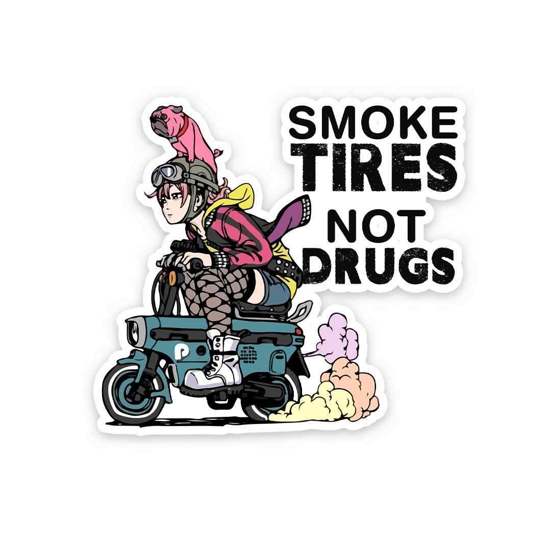 Smoke Tires Sticker waterproof vinyl decal for laptop, bike, car & bottle