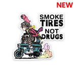 Smoke Tires Sticker waterproof vinyl decal for laptop, bike, car & bottle