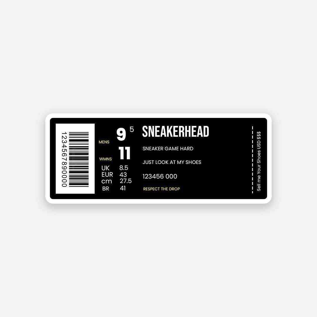 Sneakerhead Barcode sticker waterproof vinyl decal for laptop, bike, car & bottle