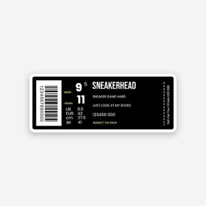 Sneakerhead Barcode sticker waterproof vinyl decal for laptop, bike, car & bottle