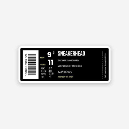 Sneakerhead Barcode sticker waterproof vinyl decal for laptop, bike, car & bottle