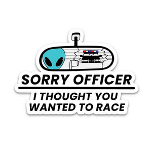 Sorry Officer Bumper Sticker waterproof vinyl decal for laptop, bike, car & bottle