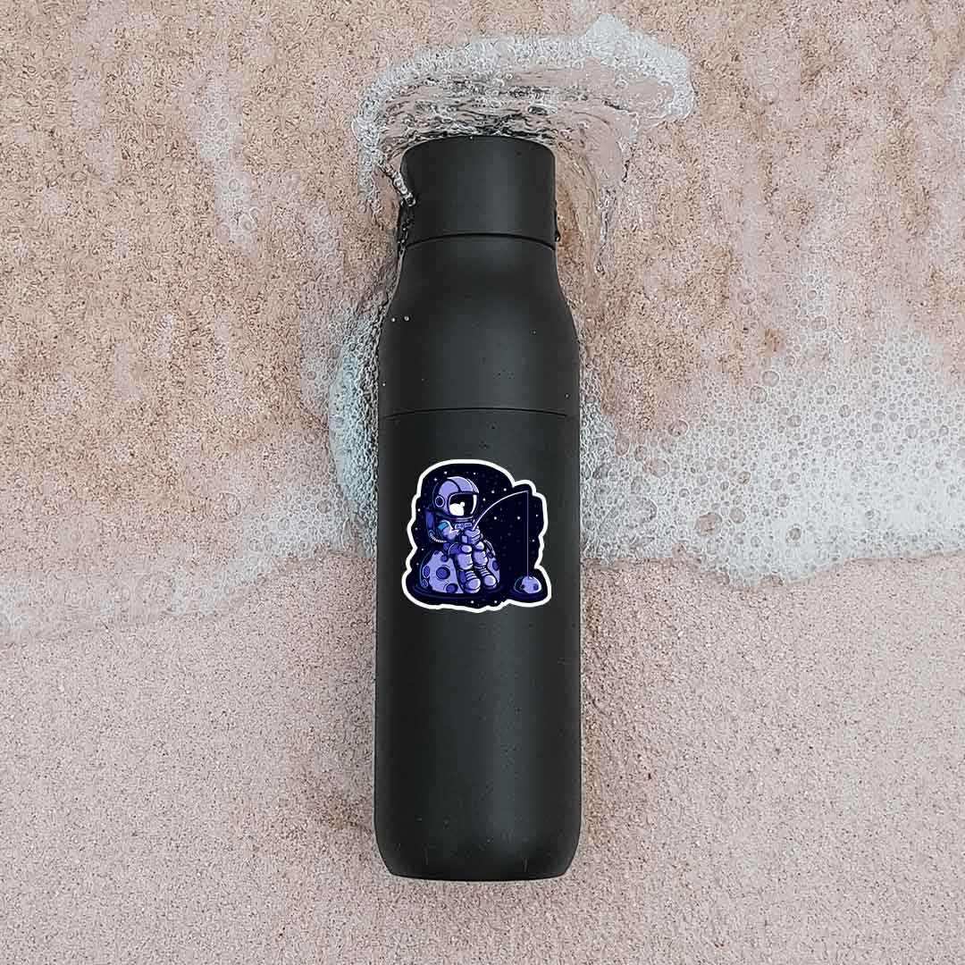 Space Fishing sticker waterproof vinyl decal for laptop, bike, car & bottle