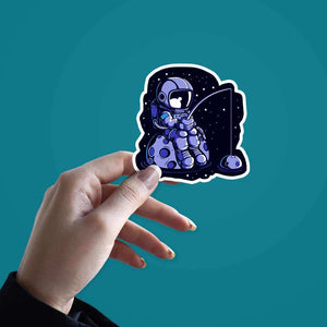 Space Fishing sticker waterproof vinyl decal for laptop, bike, car & bottle