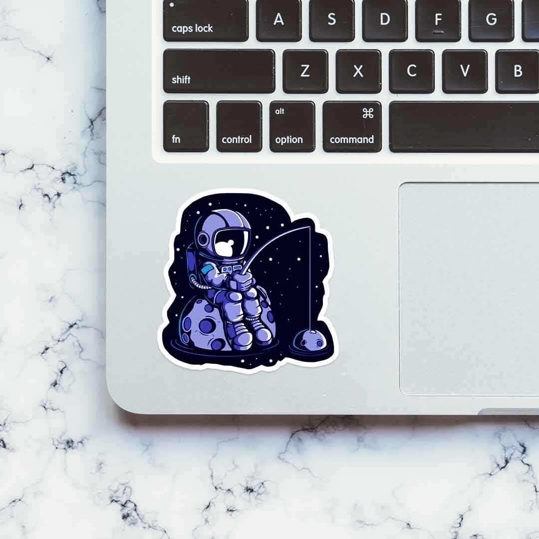 Space Fishing sticker waterproof vinyl decal for laptop, bike, car & bottle