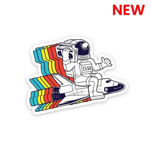 Spaceman Radio Sticker waterproof vinyl decal for laptop, bike, car & bottle
