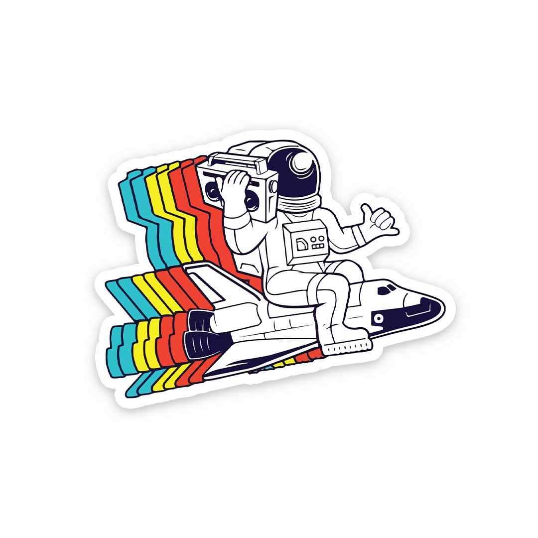 Spaceman Radio Sticker waterproof vinyl decal for laptop, bike, car & bottle