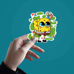 Sponge and Gary sticker waterproof vinyl decal for laptop, bike, car & bottle