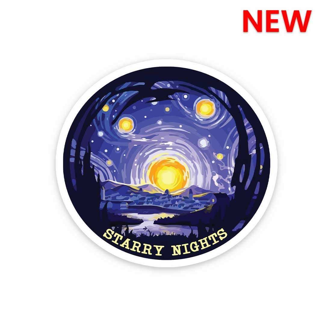 Starry Night Sticker waterproof vinyl decal for laptop, bike, car & bottle