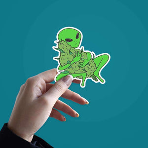 Stoned Alien Sticker waterproof vinyl decal for laptop, bike, car & bottle