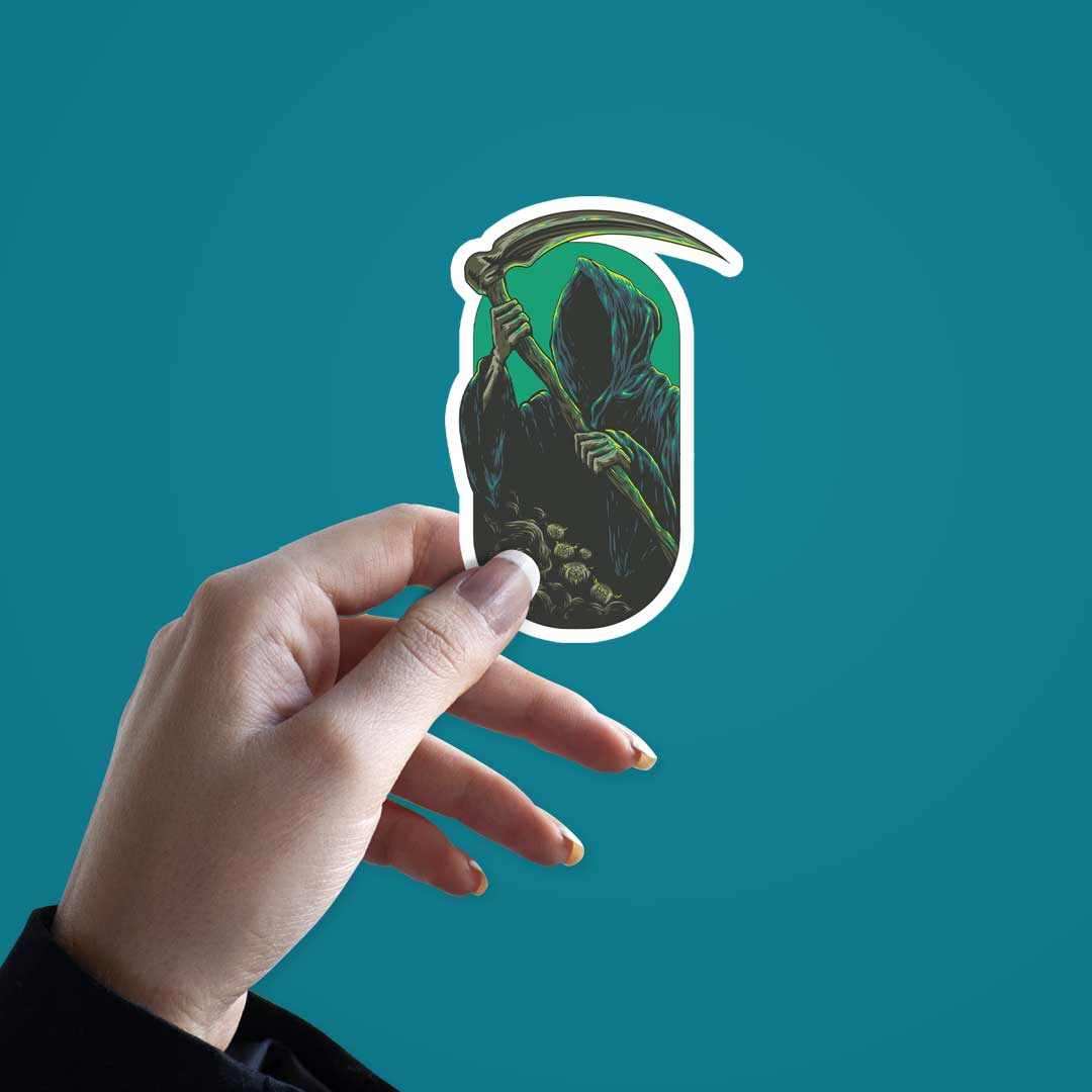 The Grim Reaper Of Death Sticker waterproof vinyl decal for laptop, bike, car & bottle