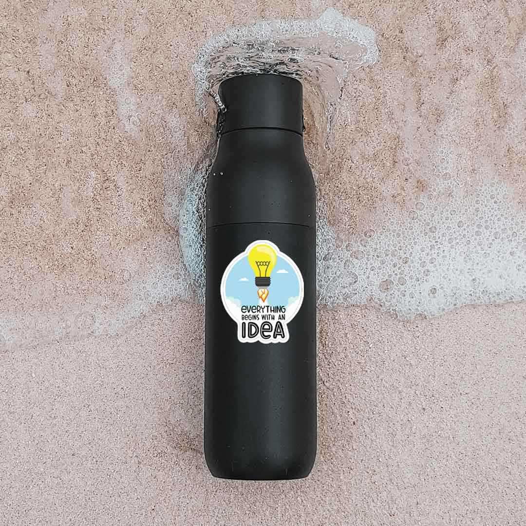 the IDEA Sticker waterproof vinyl decal for laptop, bike, car & bottle