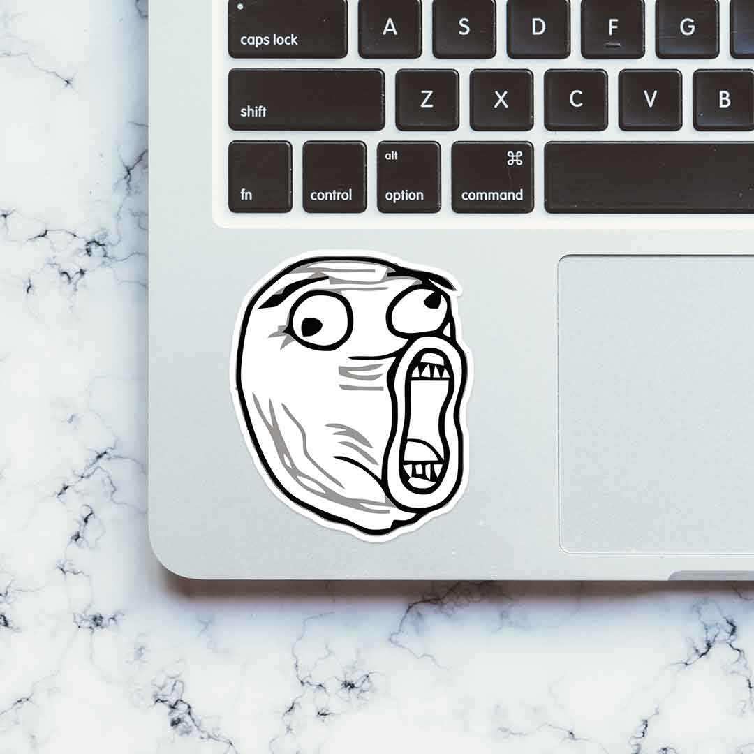 The meme face Sticker waterproof vinyl decal for laptop, bike, car & bottle