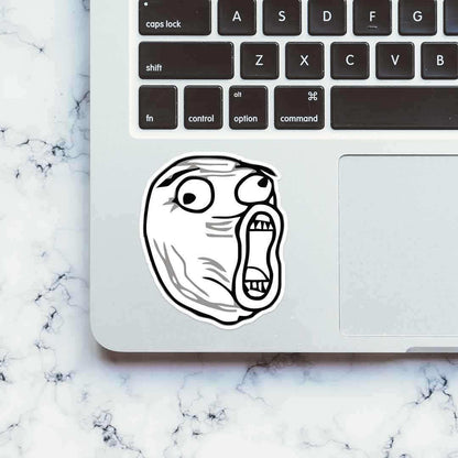 The meme face Sticker waterproof vinyl decal for laptop, bike, car & bottle
