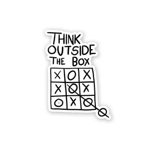 Think Outside the box Sticker waterproof vinyl decal for laptop, bike, car & bottle