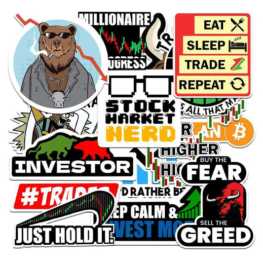 TRADERS Pack [15 Stickers] waterproof vinyl decal for laptop, bike, car & bottle